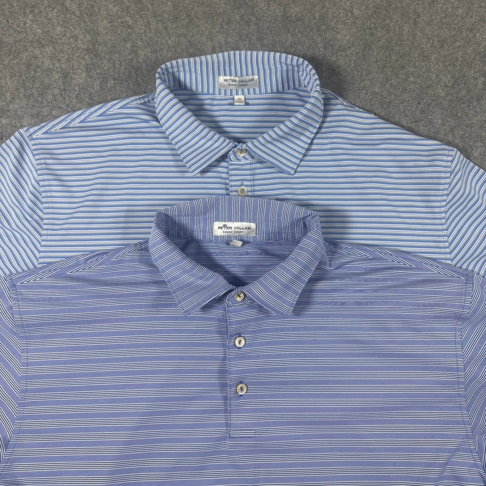 Lot Of 2 Peter Millar Polo Mens XL Striped Summer Comfort Short Sleeve Golf